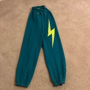 AVIATOR NATION BLUE WITH YELLOW BOLT SWEAT PANTS